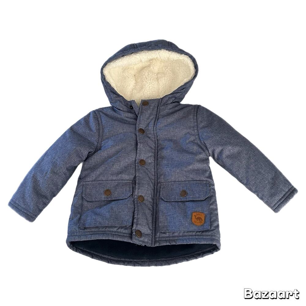Little Me Fleece Lined Button Down Puffer Jacket 18M Blue